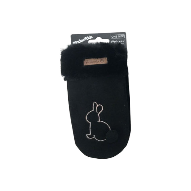 Winter Kinder Suede Fäustlinge » Handschuhe Hase mit Teddy » Günstige Kinderhandschuhe weich gefüttert » Kunstfell am Handgelenk