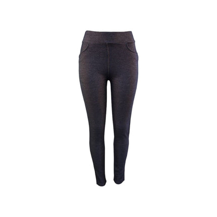 Damen Winter Leggings » Dunkle Jeans Optik » Jeggings mit Push-Up Effekt » Teddy Innenfleece » Damenleggings für Fitness & Alltag