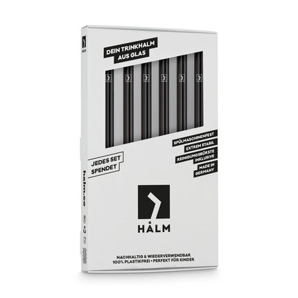 Schwarze Glasstrohhalme 6x 20cm Gerade (Glastrinkhalme) kaufen bei Linkreich – Jetzt entdecken!