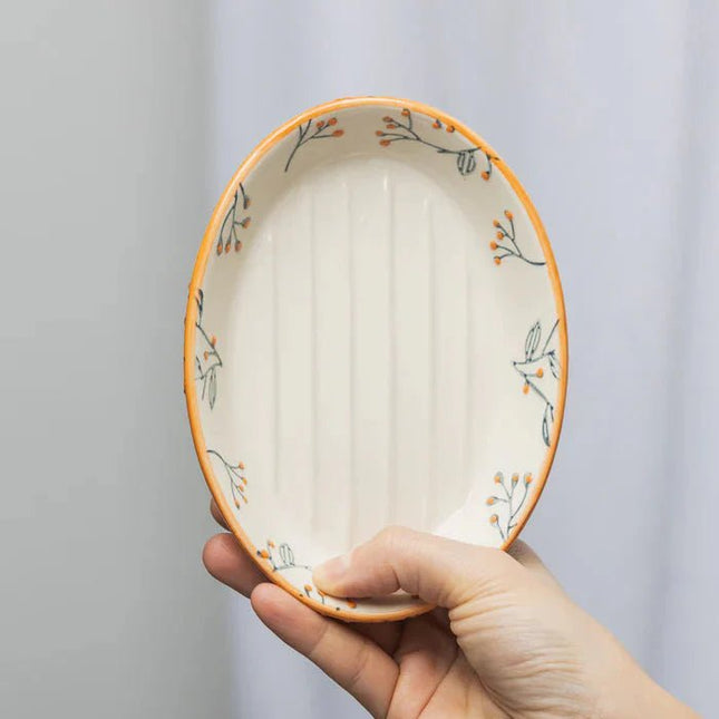 SEO. Seifenschale ROMANTIC aus Steinzeug – handgestempelt & floral | Tranquillo - Linkreich