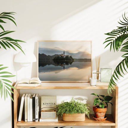 Lake Bled Sunrise Wall Art – Island Church & Reflections Print