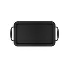 Serviertablett Metall Schwarz Rechteckig mit Griff 41x23 cm Modernes Deko Tablett