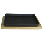 Serviesschale aus Gusseisen Steakplatte auf Holzbrett 23cm