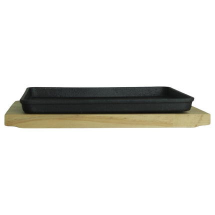 Serviesschale aus Gusseisen Steakplatte auf Holzbrett 23cm
