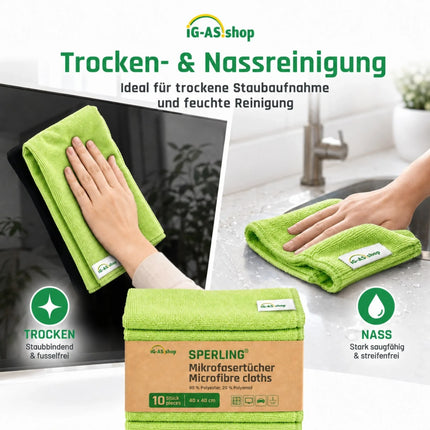 Sperling® Mikrofasertücher in Blau & Grün – 40 x 40 cm