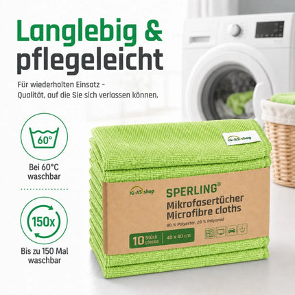 Sperling® Mikrofasertücher in Blau & Grün – 40 x 40 cm