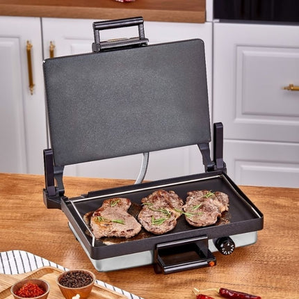 Silex Multigrill 61015 im Set mit gratis Basic Kasserolle – Kontaktgrill für Sandwich, Pizza & mehr