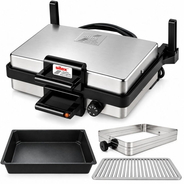 Silex Multigrill Komplettset – Kontaktgrill 2000 W mit Kasserolle, Zwischenrahmen & Grillrost