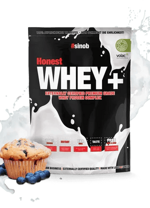 Sinob Honest Whey+ – Premium Whey Proteinpulver - Blaubeere Muffin 820g Linkreich