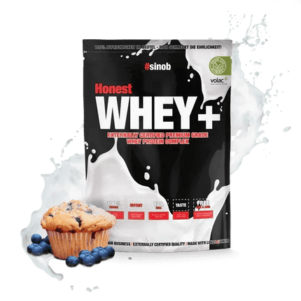 Sinob Honest Whey+ – Premium Whey Proteinpulver - Blaubeere Muffin 820g Linkreich
