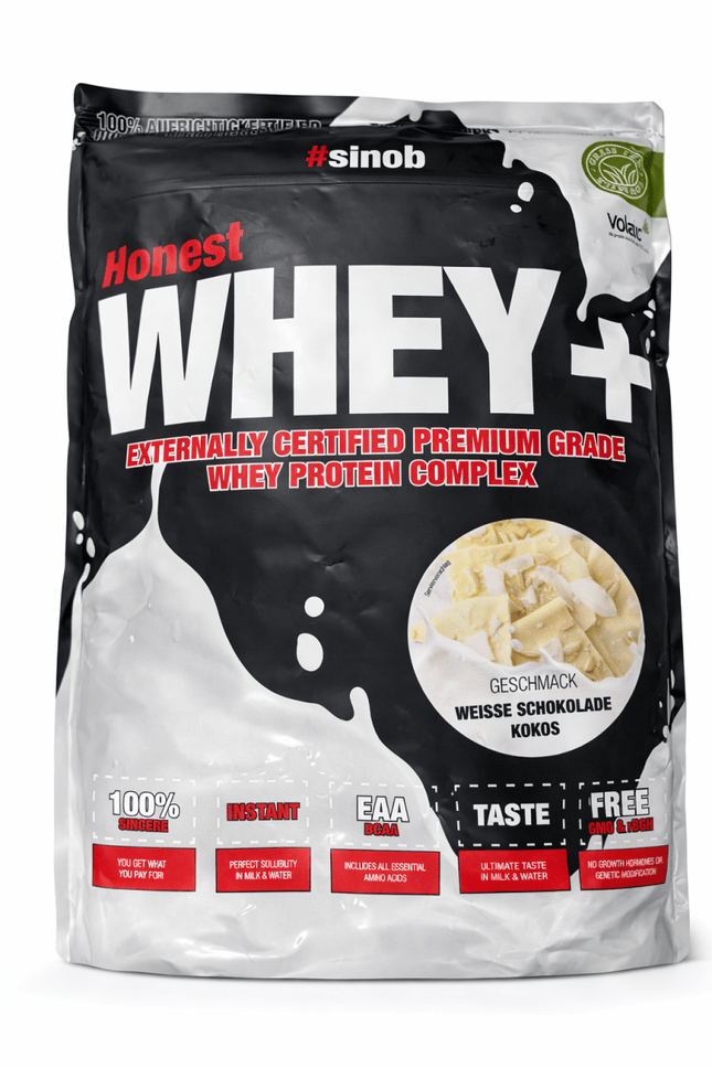 Sinob Honest Whey+ – Premium Whey Proteinpulver - White Chocolate Cocos 820g MHD 07.2027 Linkreich