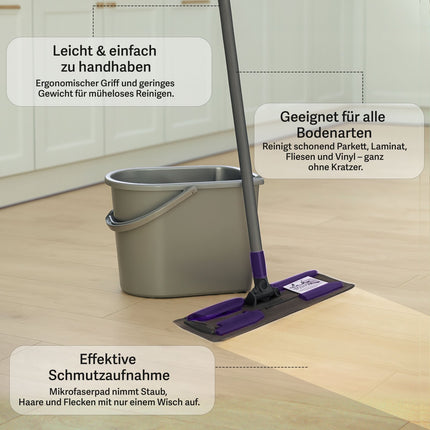 Sleepy Bodenwisch - Set – Teleskopstiel, Mopphalter & 3x 50 Boden Tücher (Bodenwischsystem / Mop - Set) kaufen bei Linkreich – Jetzt entdecken!