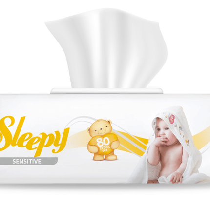 Sleepy Sensitive Baby Feuchttücher – 80 Stück für sanfte Reinigung und Pflege empfindlicher Babyhaut, dermatologisch getestet