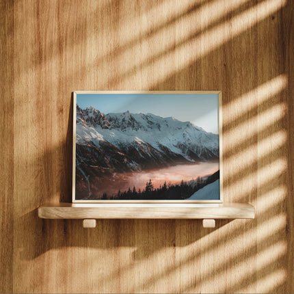 Mont Blanc Massif Sunset Wall Art - Golden Hour Chamonix Landscape Print