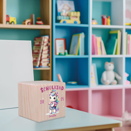 SEO. Spardose aus Holz - Schulkind - Einhorn Linkreich