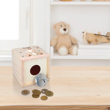 SEO. Spardose aus Holz - Tiere Kinder - Kuh Linkreich