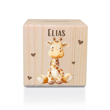 SEO. Spardose aus Holz - Tiere Kinder - Giraffe Linkreich