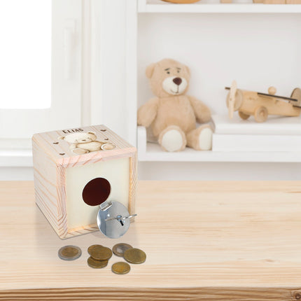 SEO. Spardose aus Holz - Tiere Kinder - Bär Linkreich