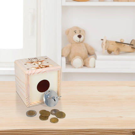 SEO. Spardose aus Holz - Tiere Kinder - Reh Linkreich