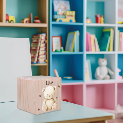 SEO. Spardose aus Holz - Tiere Kinder - Bär Linkreich