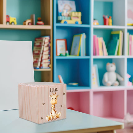 SEO. Spardose aus Holz - Tiere Kinder - Giraffe Linkreich