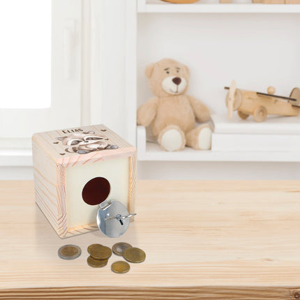 SEO. Spardose aus Holz - Tiere Kinder - Waschbär Linkreich