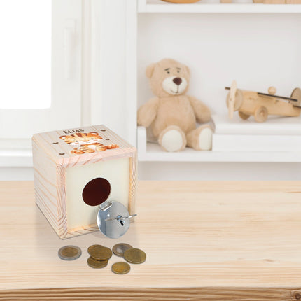 SEO. Spardose aus Holz - Tiere Kinder - Tiger Linkreich