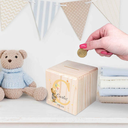 SEO. Spardose aus Holz - Tiermotive mit Monogramm - Bär Linkreich