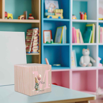 SEO. Spardose aus Holz - Tiermotive mit Monogramm - Hase Linkreich