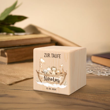 SEO. Spardose aus Holz zur Taufe - Arche - Linkreich