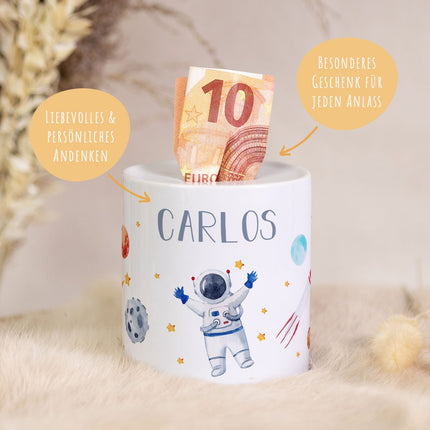 SEO. Spardose aus Keramik - Astronaut - Linkreich
