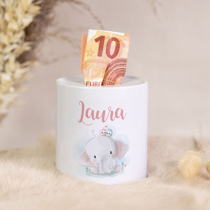 SEO. Spardose aus Keramik - Baby Elefant - Linkreich