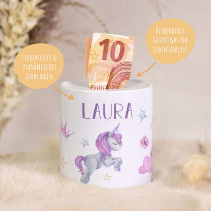 SEO. Spardose aus Keramik - Einhorn - Linkreich