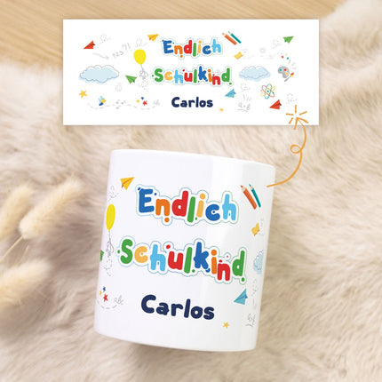 SEO. Spardose aus Keramik - Endlich Schulkind - Motiv 2 Linkreich