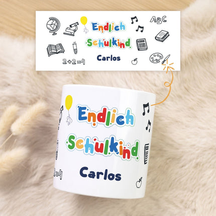 SEO. Spardose aus Keramik - Endlich Schulkind - Motiv 1 Linkreich