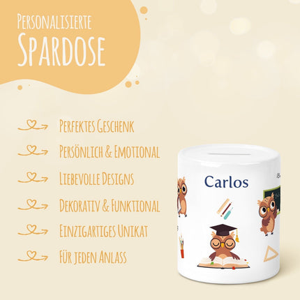 SEO. Spardose aus Keramik - Eule - Eule Braun Linkreich