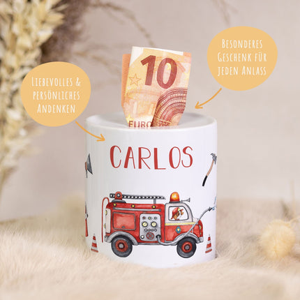 SEO. Spardose aus Keramik - Feuerwehr - Linkreich