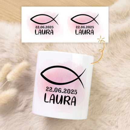 SEO. Spardose aus Keramik - Konfirmation - Spardose Rosa Linkreich