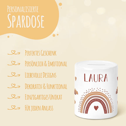 SEO. Spardose aus Keramik - Regenbogen - Spardose Blau Linkreich