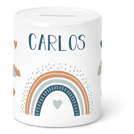 SEO. Spardose aus Keramik - Regenbogen - Spardose Blau Linkreich