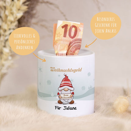 SEO. Spardose aus Keramik - Weihnachtsgeld - Wichtel Linkreich