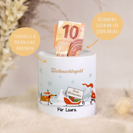 SEO. Spardose aus Keramik - Weihnachtsgeld - Weihnachtsmann Linkreich