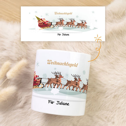 SEO. Spardose aus Keramik - Weihnachtsgeld - Weihnachtsschlitten Linkreich