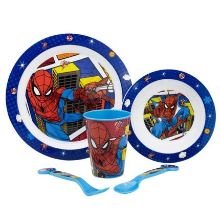 SEO. Spiderman Plastik Geschirr Set 5 - Teile Kunststoffset für Kinder - Linkreich