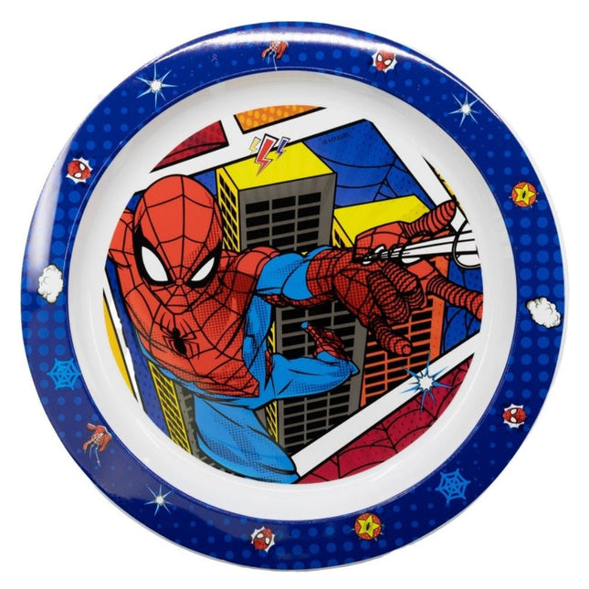 SEO. Spiderman Plastik - Teller Kunststoffset für Kinder - Mikrowelle geeignet - Linkreich