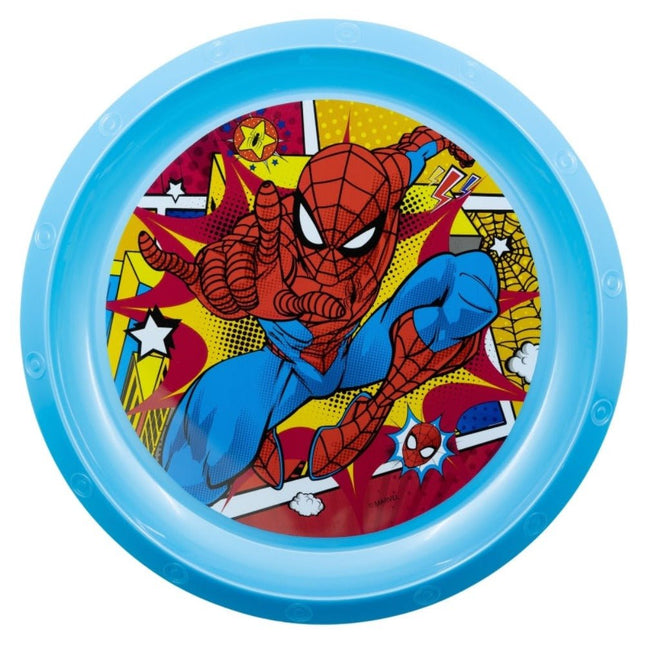 SEO. Spiderman Plastik - Teller Kunststoffset für Kinder - Mikrowelle geeignet - Linkreich