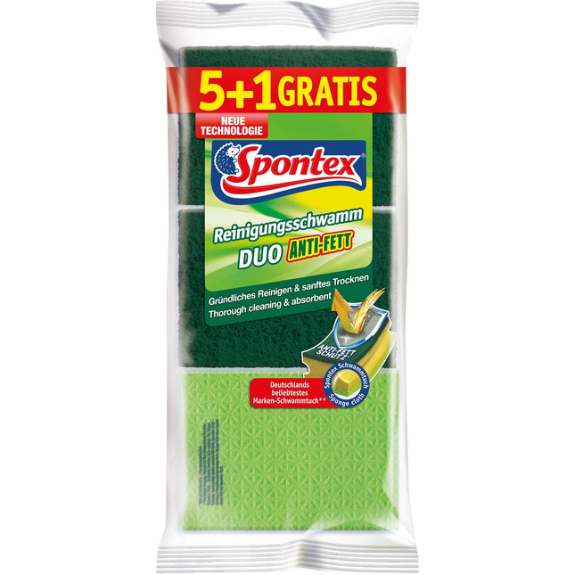 Spontex Duo Anti-Fett 5+1 Reinigungsschwamm