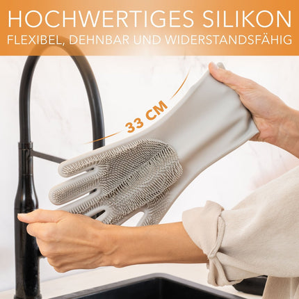 Spülhandschuhe aus Silikon mit Wash Scrubber - Grau (Spülhandschuhe) kaufen bei Linkreich – Jetzt entdecken!