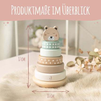 SEO. Stapelturm aus Holz (rund) von Jollein - personalisiert mit Name - Linkreich