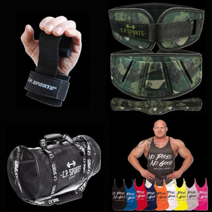 SEO. Starter 4er Paket: Zughilfe, Gürtel, Sporttasche, Tank Top - S Linkreich